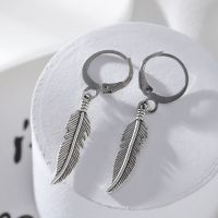 Titanium Steel Decoration Charms Mens Dangle Earrings Feather - 2pcs Punk Earrings - Aliexpress