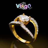 แหวนทองฝังเพชร แหวนทอง แหวนฝังเพชรสวิส สวย เงางาม ใส่อาบน้ำได้ ( ฟรีไซด์ 7-12 )