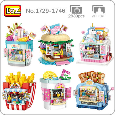 LOZ Amusement Park Hamburger Ice Cream Bread Cake Chip Shop Beverage Food Restaurant Mini Blocks Bricks Building Toy Gift no Box