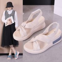 Southeast Asia 2023 summer new cross with big yards wedge sandals female leisure Roman sandals thick bottom shoes