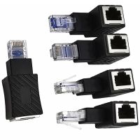 RJ45 konverter laki-laki ke perempuan 90 derajat ekstensi adaptor Extender konektor untuk Cat5 Cat6 LAN kabel jaringan Ethernet