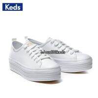 Keds รองเท้าหนังส้นหนาสีขาวขนาดเล็ก By 4 . 3 ซม