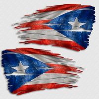 x2 Puerto Rico Flag Tattered Decal Set US Territory Island Distressed Sticker