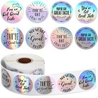 100-500pcs Holographic Thank You Sticker Circle Stationery Thank You for Your Order Seal Label Sticker Wrapping Supplies Stickers Labels