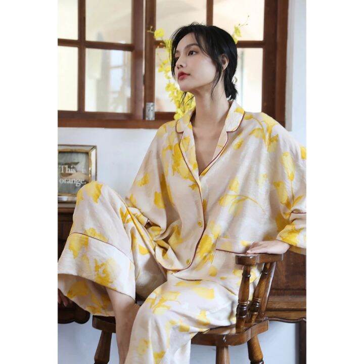 2022-spring-new-floral-printed-pajamas-set-loungewear-sleepwear-for-women-2-pieces-long-sleeve-wide-leg-pyjama-home-clothes