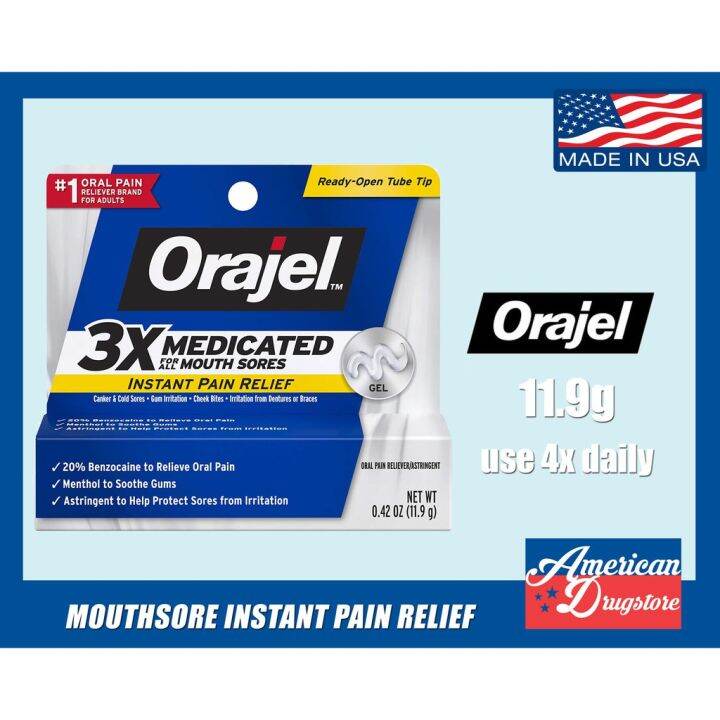 Orajel 3x Medicated For All Mouth Sores Instant Oral Pain Relief Canker Sores Gum Irritation