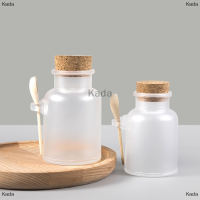 Kada ขวดเกลือเปล่าขวดพลาสติก Matte Cork ขวดรีฟิลพร้อมช้อนไม้