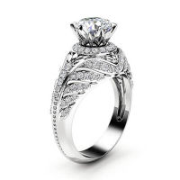 14K White Gold color Ring for Women Natural VS2 Diamond Jewelry Anillos De Wedding Bizuteria 14 K Gold Rings for Females Box