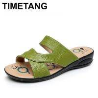 TIMETANG รองเท้าสไลด์หนังแท้สำหรับผู้หญิง,รองเท้าหนังรองเท้าแตะผู้หญิงรองเท้าแตะผู้หญิง J50รองเท้าขนาดใหญ่ฤดูร้อน