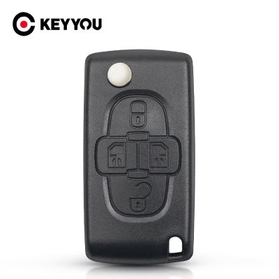 KEYYOU 4 Buttons Flip Car Remote Key Fob Blank Case Shell Fob For Peugeot 1007 For Citroen C8 For Fiat Uncut Blade CE0523 CE0536