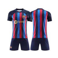 [คลังสินค้าพร้อม] 2223เด็ก Messi Barcelona Home And Away Jersey 10ผู้ใหญ่2223 Bassa No. 10การแข่งขันฟุตบอลแขนสั้นชุดทีม5.8