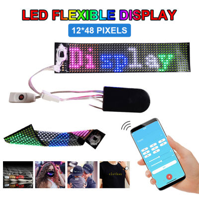 【คลังสินค้าพร้อม】Zir Mall แท็กชื่อ LED ดั้งเดิม BT DIY ชื่อการเลื่อนที่ตั้งโปรแกรมได้ป้ายข้อความป้ายสัญลักษณ์12*48พิกเซลป้ายดิจิตอลแสดงอุณหภูมิสำหรับร้านอาหารร้านค้านิทรรศการไนท์คลับโรงแรม