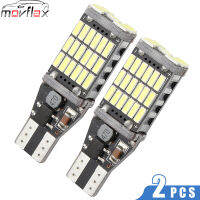 MovFlax 2ชิ้น DC 12โวลต์สีขาว T15 45 SMD 2835 LED รถยนต์หลอดไฟอัตโนมัติเบรกโคมไฟเลี้ยวหลอดไฟ