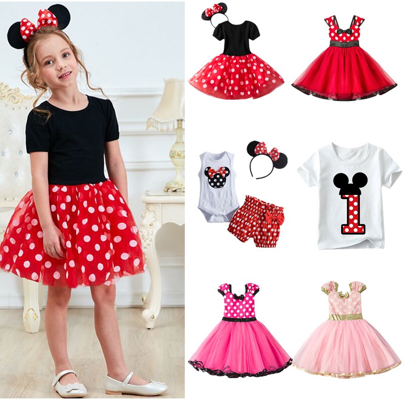 Nileafes Girls Princess Mini Mouse Costume Toddler Birthday Party Fancy Dress Up 