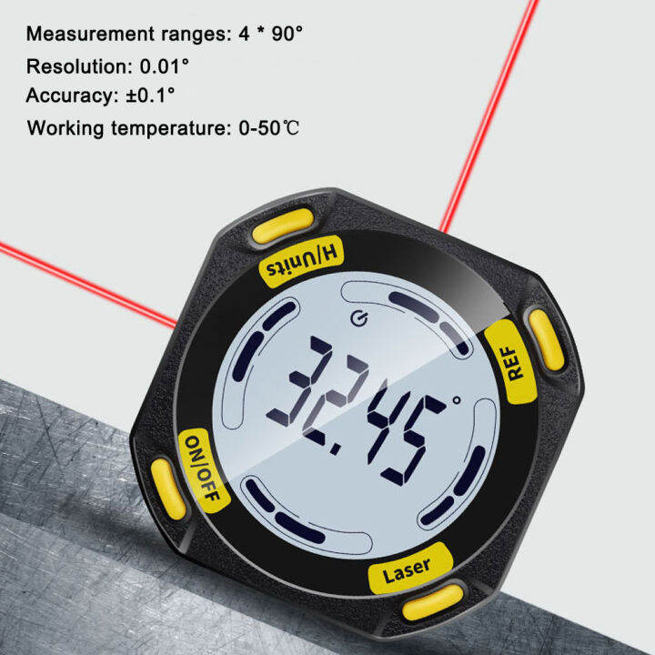 kkmoon-ตัวค้นหาระดับดิจิตอลและมุมแม่เหล็ก5ด้านอเนกประสงค์4-90-inclinometer-จอแสดงผล-lcd-มาตรวัด4หน่วยสลับได้สองเส้น-เลเซอร์-ระดับ