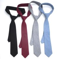 7CM tie mens Korean style girls formal wear British professional wear students business hand style casual gray black 〖WYUE〗