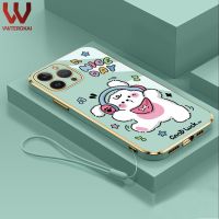 การ์ตูนน่ารักพร้อมหูฟังเคสโทรศัพท์สุนัขเพลงสำหรับ Huawei เพลิดเพลิน10 Plus 20SE 9 PLUS 8X เกียรติยศ9X Honor 50 SE X9 PRO Honor 20 PRO Honor 20 PRO Honor 20 PRO Honor 20กล้องปกป้องชุบทองกรอบหลังซิลิโคนแบบนุ่ม + สายคล้อง