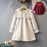 2021 New Arrivals Winter Girls Dress Girls Casual Dress Long Sleeve Big Lapel Solid Cute Dress Vestidos 2-7T