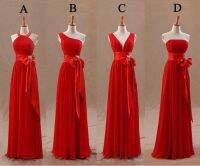 Cheap New Long Chiffon Blush Red Bridesmaid Dresses 2018 A-Line Vestido De Festa De Casamen Formal Party Prom Dresses Plus size