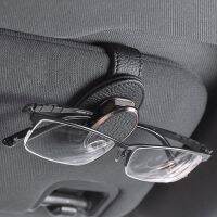 【cw】hot Car GlassesHolder Interior Part Card Ticket Fastener Leather Convenient Storage Accessories