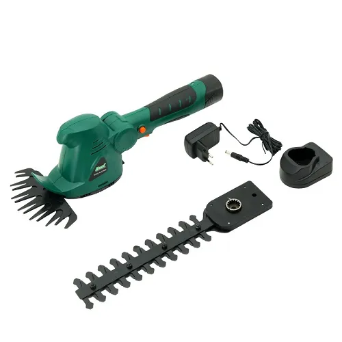 Image of Cordless brush cutter trimming hedges