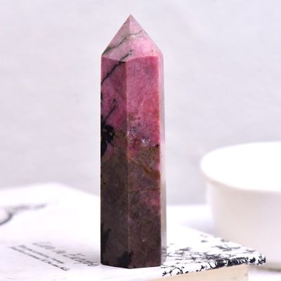 100%Natural Quartz Point Rhodonite Obelisk Pink Stone Wand Rhodochrosite Ornament for Home Decor Energy Healing Stone Collection Tapestries Hangings