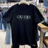 BOB Guess เสื้อยืดแขนสั้น ผ้าฝ้าย พิมพ์ลายโลโก้ตัวอักษร ไล่โทนสี สีดํา สีขาว สําหรับผู้ชาย และผู้หญิง