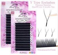 YY Shape Black Eyelashes Extensions Two Tip Lashes B C D DD Curl ขนตา Idividual คุณภาพสูง