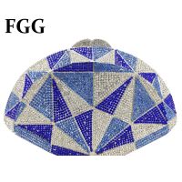 Boutique De FGG Novelty ผู้หญิงคริสตัลเย็นกระเป๋าเจ้าสาว Rhinestone Minaudiere กระเป๋าถือ Party Dinner Clutches Purse