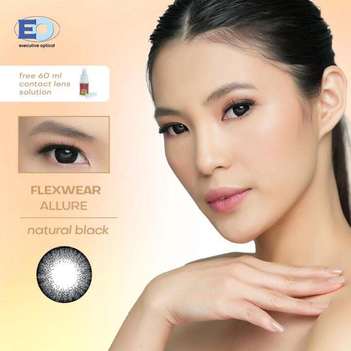 Eo Flexwear Allure Graded Colored Contact Lens With Free Solution Natural Black 1 Year 8187