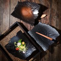 Japanese-style Ceramic Plate Irregular Shallow Dish Jiaozi Sushi Plate Household Breakfast Plate Western Food Plates