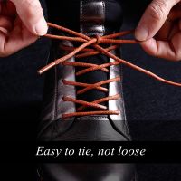 【CW】 1Pair Round Waxed Coloured Shoelaces Elastic Leather Shoes Strings Boot Sport Shoe Laces Cord Athletic String