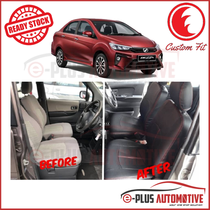 Perodua Bezza Car Seat Cover PVC Leather Cushion Cover Black color with