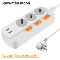 extension cable with usb ports Power Strip Wall Mounted Home Electrical Double break switch 2usb Outlet 3AC EU socket PLUG