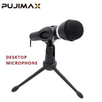 PUJIMAX Condenser Microphone 3.5mm Wire Handheld Stand Desktop Microphone For Pc YouTube Karaoke Studio Equipment Mic with Base