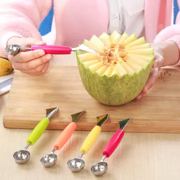 Melon Baller Stainless Steel Fruit Carving Knife, Slicer & Scooper 2 in 1  (Silver)