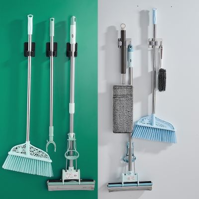 （A SHACK）∈☄ SHENGYA 304 Stainless Steel Wall Mount Punch-Free Mop Broom Holder Clip With Hook