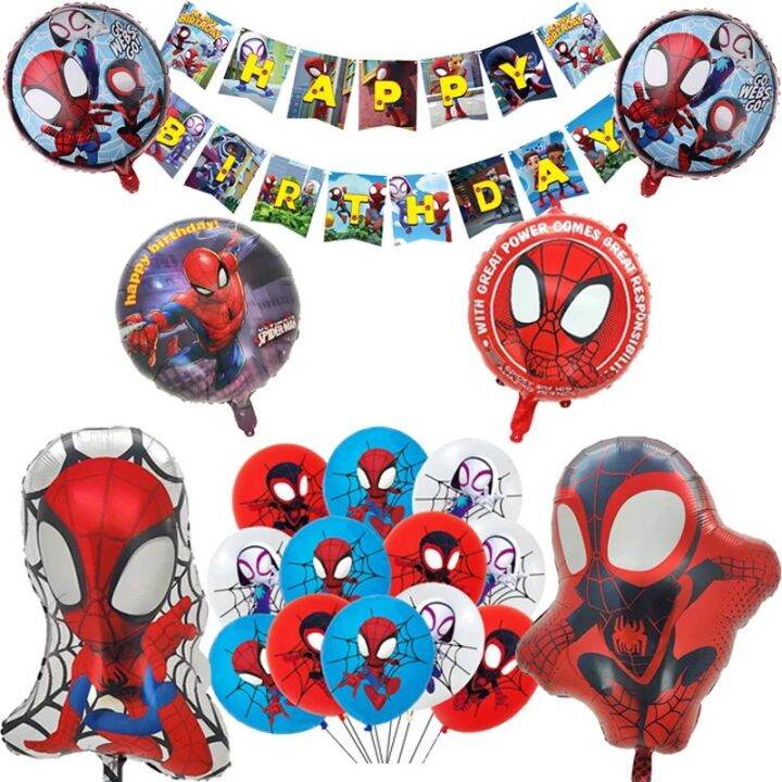 [WVFPI] Spidey And His Amazing Friends Balloons Cartoon Spiderman Latex ...