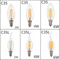 10PCS LED Design Energy Saving 2W 4W 6W Candle Bulb E14 E12 E27 Dimmable 220V 110V 2700K C35 Filament Light 360 Degree Lamps