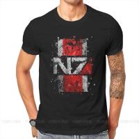 Mass Effect Game N7 Splatter T Shirt Classic Fashion Summer Loose Cotton Mens Clothes Harajuku Crewneck TShirt