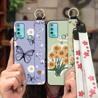 Shockproof Anti-knock Phone Case For Wiko Power U30 Lanyard protective Original Silicone painting flowers Wristband