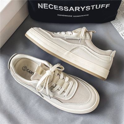 🏅 Canvas mens shoes 2023 new autumn mesh breathable small white flat shoes casual non-slip sports trendy shoes for junior high school students