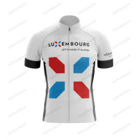 Tour Cycling Jersey White Men Summer National Team Luxembourg Short Sleeve Outdoor Racing Bike Clothing Wear Road Mountain MTB