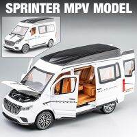 1:24รถบัสอัลลอย BenzS Sprinter MPV Van รถของเล่นโลหะ Diecast MPV โมเดลเสียงเบาดึงถอยหลังของขวัญสำหรับเด็กเด็กผู้ชายสำหรับยานพาหนะลูกเต๋าของเล่นหล่อ