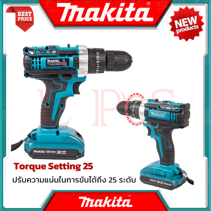 makita-cordless-drill-สว่านไร้สาย-3ระบบ-สว่าน-สว่านไฟฟ้าไร้สาย-เจาะกระแทกได้-รุ่น-199v-งานไต้หวัน-aaa-การันตี