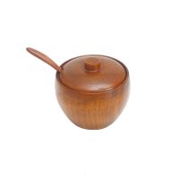 hotx【DT】 Wood Tableware Spice Jar Cellar Seasoning Bottle Tools with Lid Pot Storage