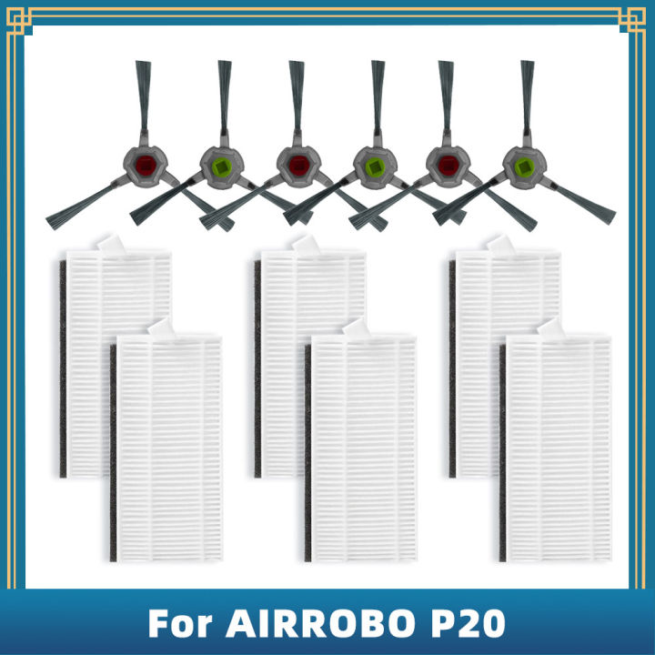 เปลี่ยนสำหรับ-airrobo-p20เครื่องดูดฝุ่นหุ่นยนต์อุปกรณ์อะไหล่แปรงด้านข้าง-hepa-กรอง