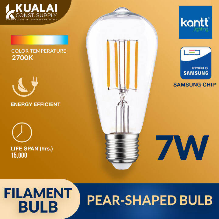 Kantt Filament Bulbs Pear-Shaped Bulb LED 7watts Warm White | Lazada PH