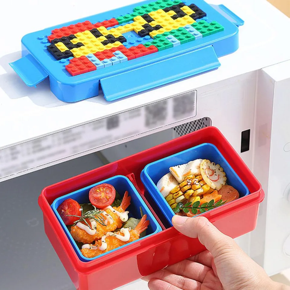 Colorful Blocks Splicing Lunch Box Portable Sealed Children