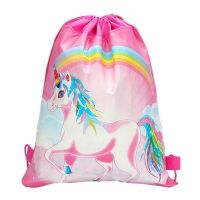 ALISONDZ Cartoon Drawstring Bag Travel Canvas Bags School Book Bag Backpack Portable Girls Boys Rainbow Handbag Sports Unicorn